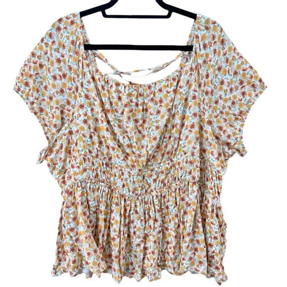 Torrid washable crinkle gauze criss cross back top floral print women’s sz 4x - Picture 4 of 15